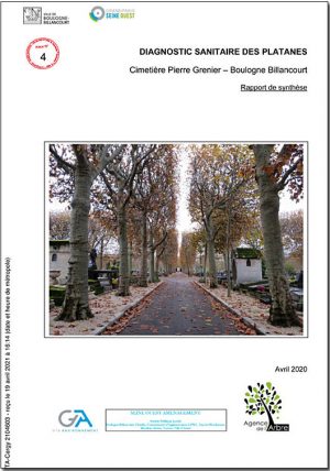 Diagnostic sanitaire des Platanes du Cimetière Pierre Grenier de Boulogne-Billancourt - Avril 2020